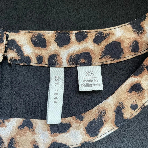 Cato Black & Leopard Collar Keyhole Front Asymmetrical Tank Top Xsmall Women’s - Picture 10 of 12